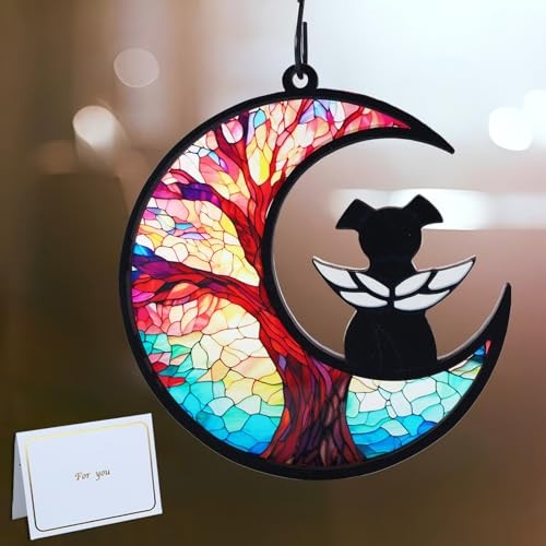 CCiaga DIY Dog Angel Memorial Suncatcher with Sympathy Tree – 3-Life Tree