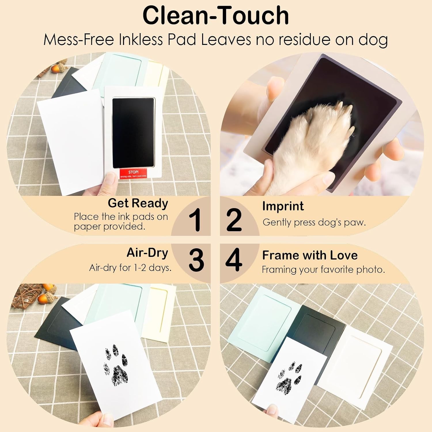 Paw Print Clean Touch Ink Pad Kit for Dogs and Cats, Pet Owner Keepsake, Inkl…