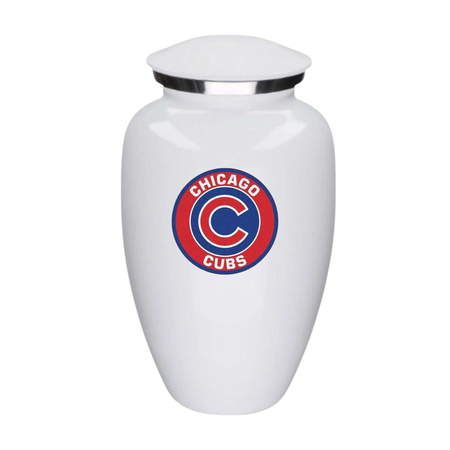 Chicago Cubs Cremation White Urn Adult Human Ashes Large Aluminum Memorial w/Bag