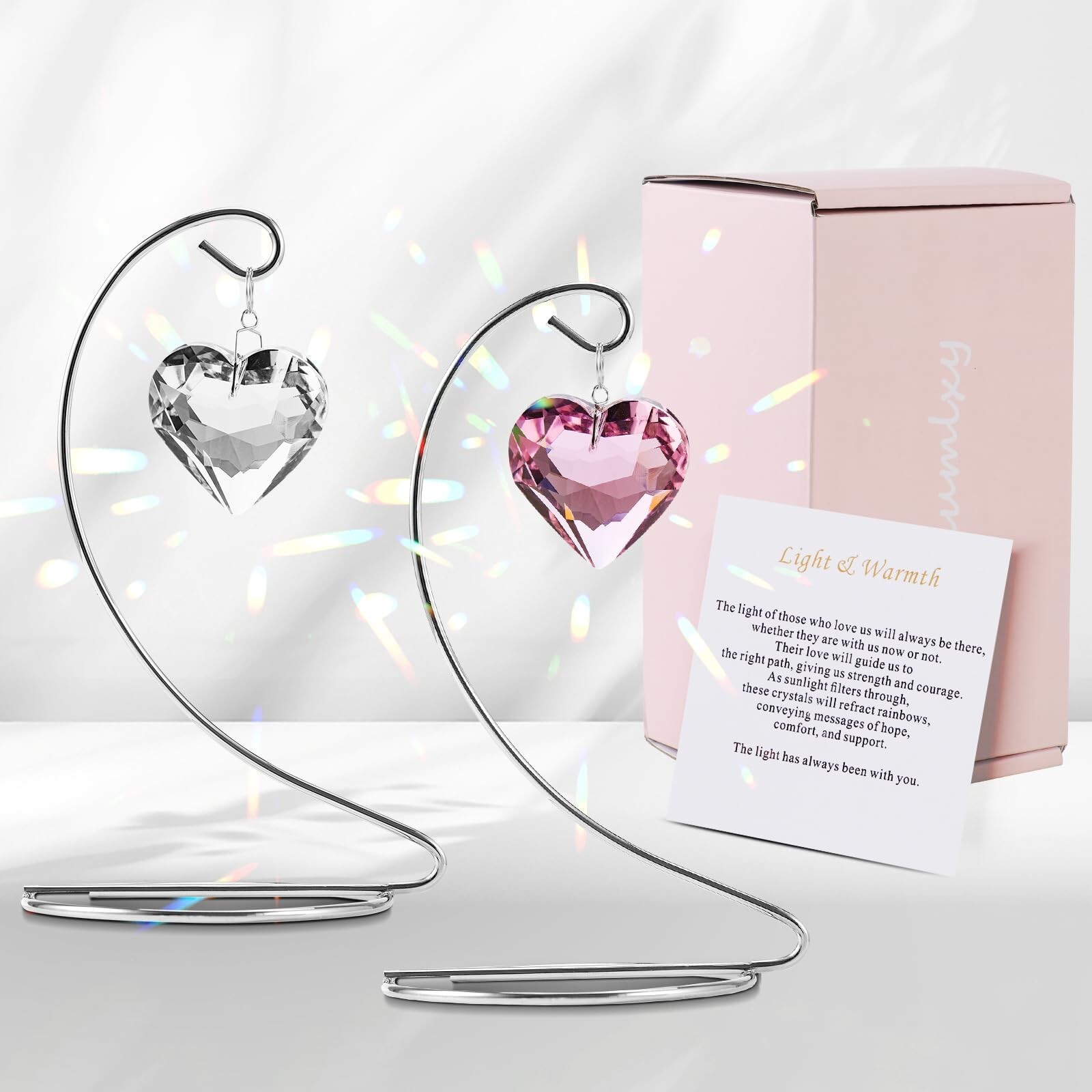 2 Pack Sympathy Gifts for Loss of Loved One,Crystal Heart Hanging Memorial Co…