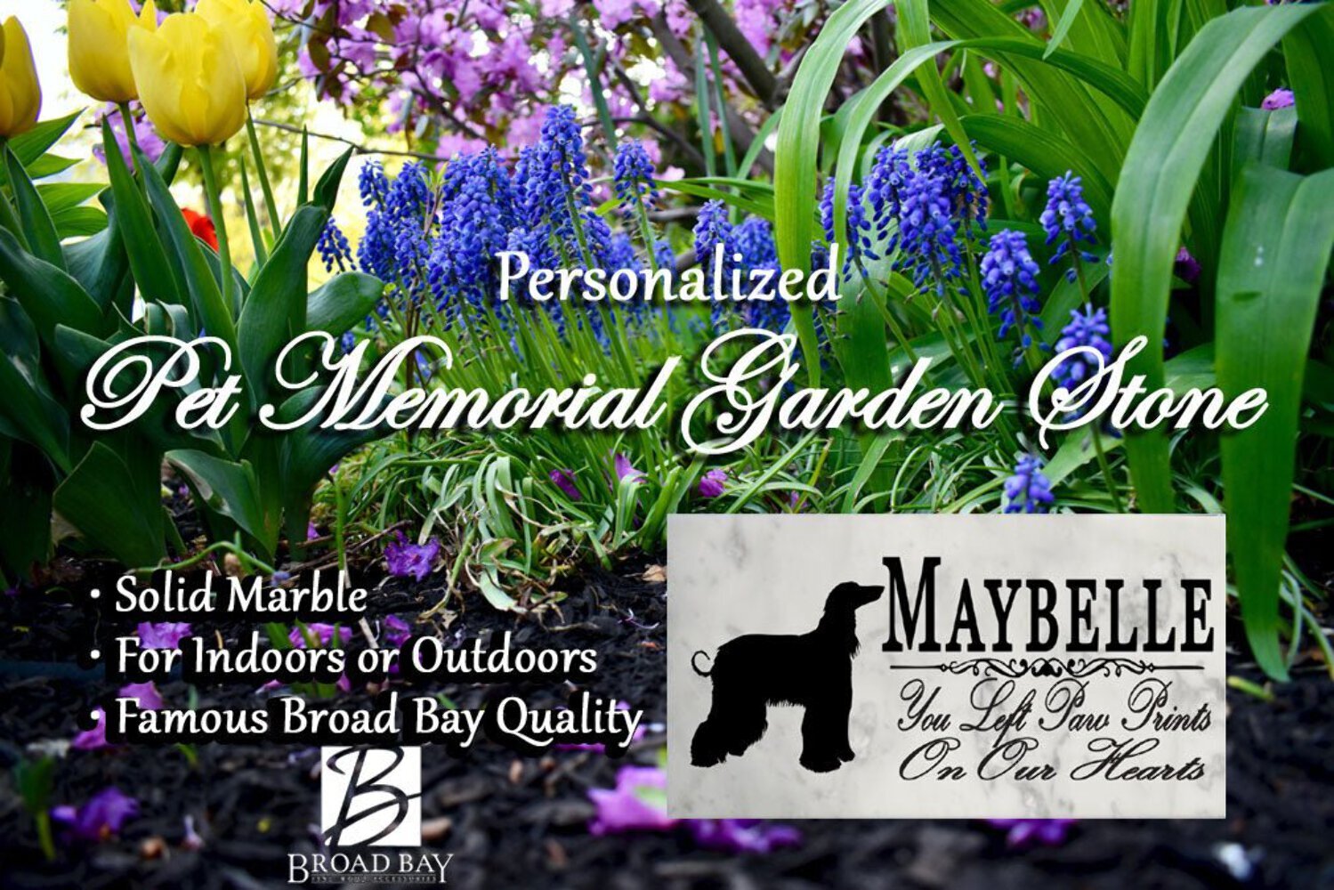 Afghan Memorial Marble Stone Plaque Personalized Pet Dog Garden Grave Marker