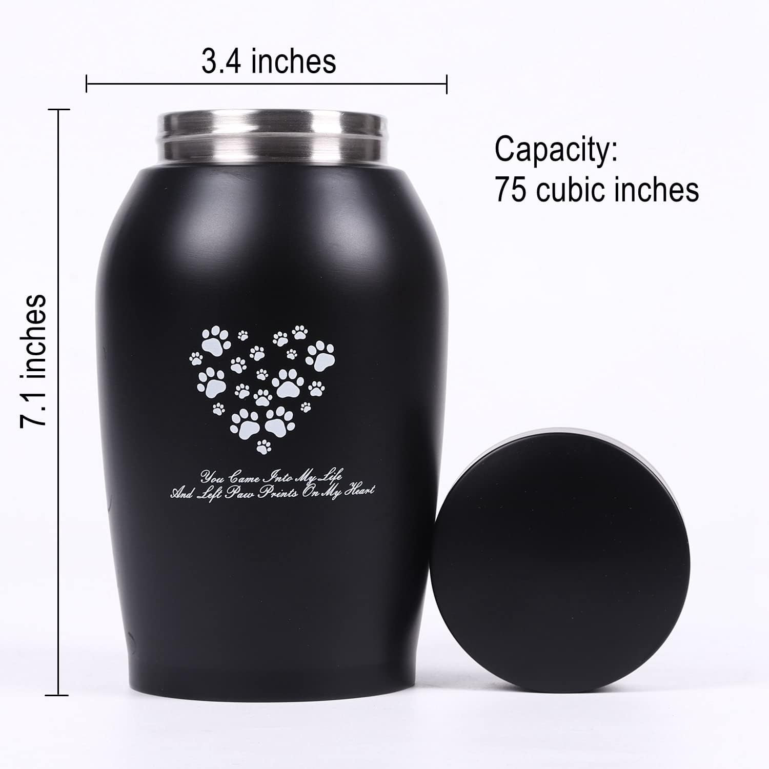 Stainless Steel Pet Urns,Suitable Size Urns for Pet Ashes (Medium, Black)