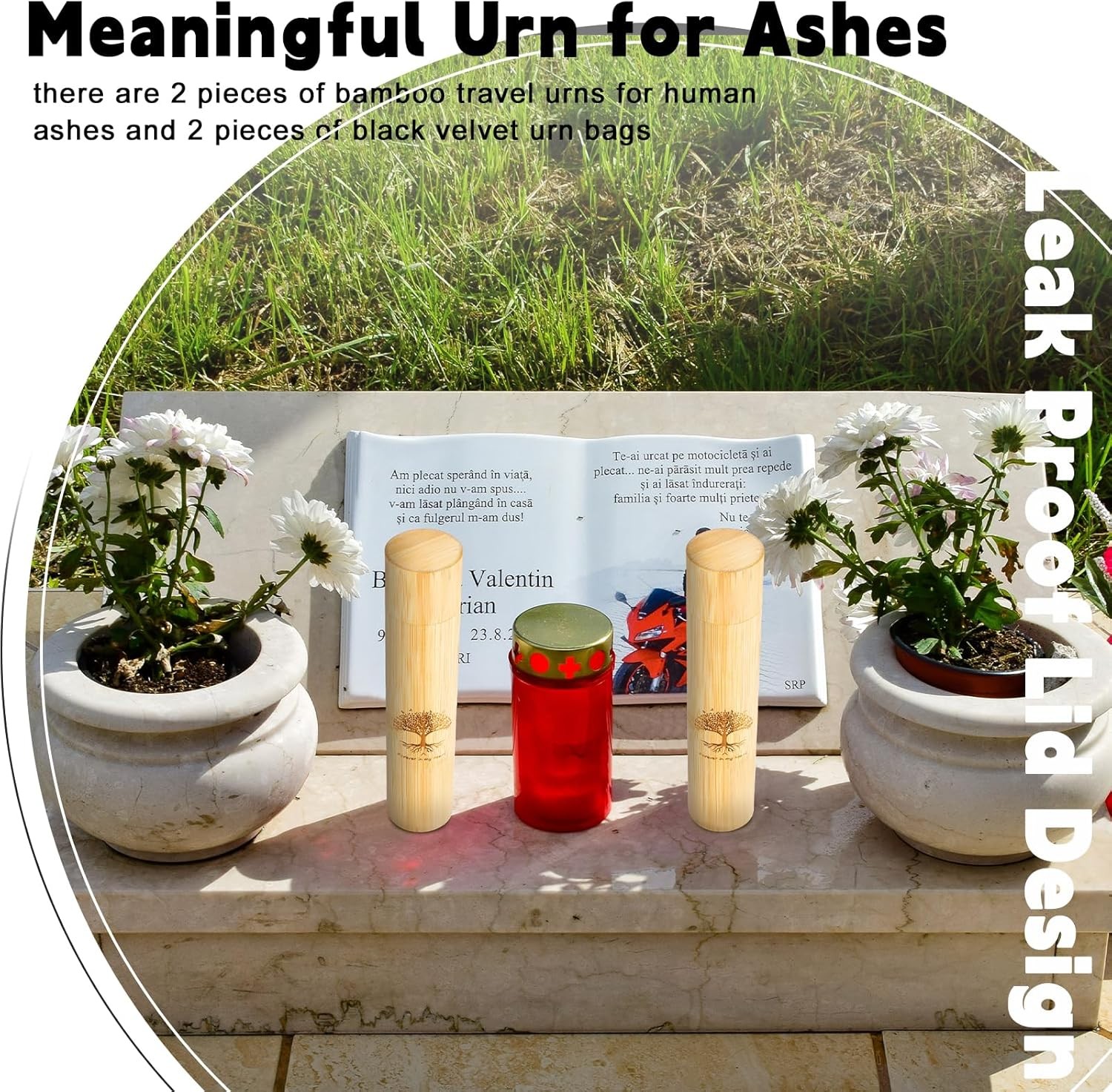 Thyle 4 Set Bamboo Scattering Urns for Ashes 9” x 2” Biodegradable Scattering
