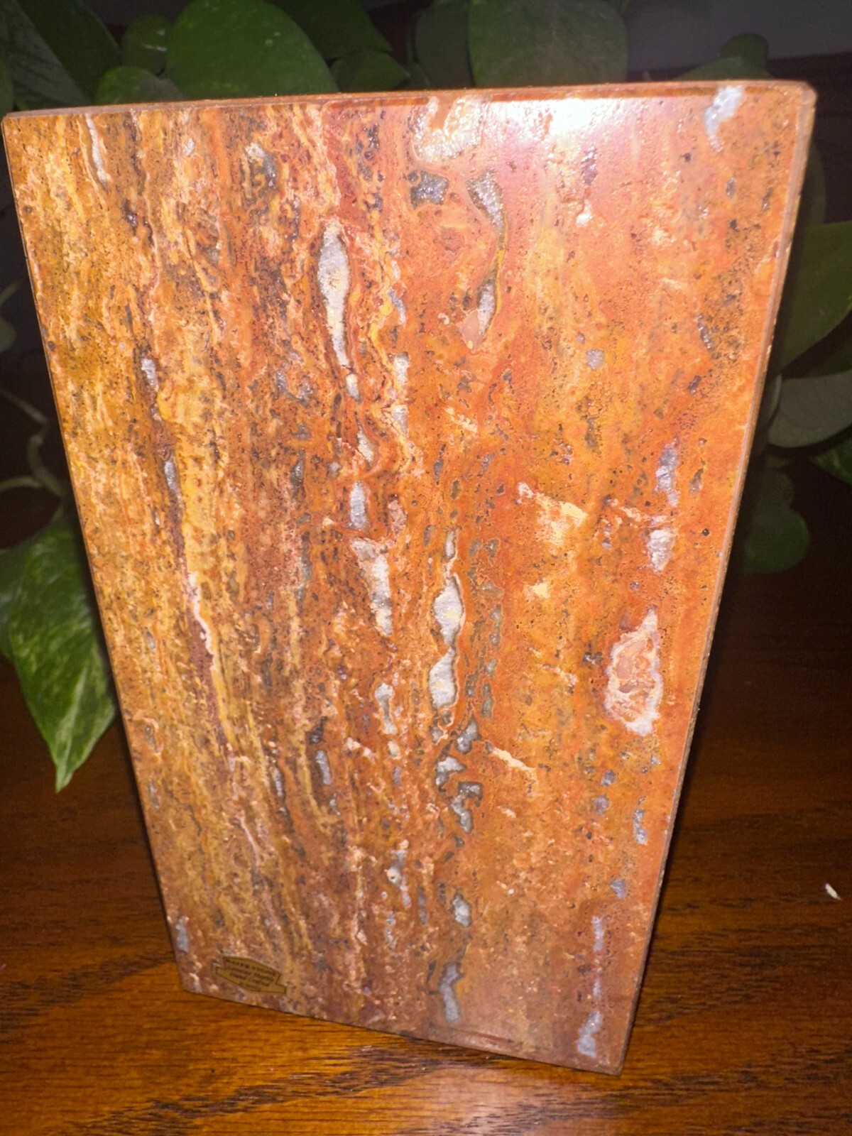 Natural dark travertine marble rectangle pet urn memorial dog cremains handmade