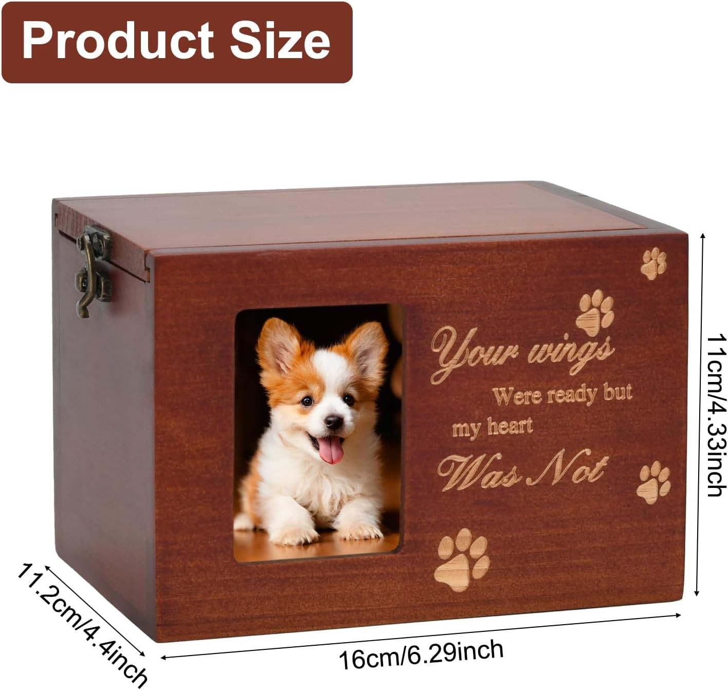 Pet Memorial Urns for Dog or Cat Ashes, Large Wooden Funeral Cremation Urns
