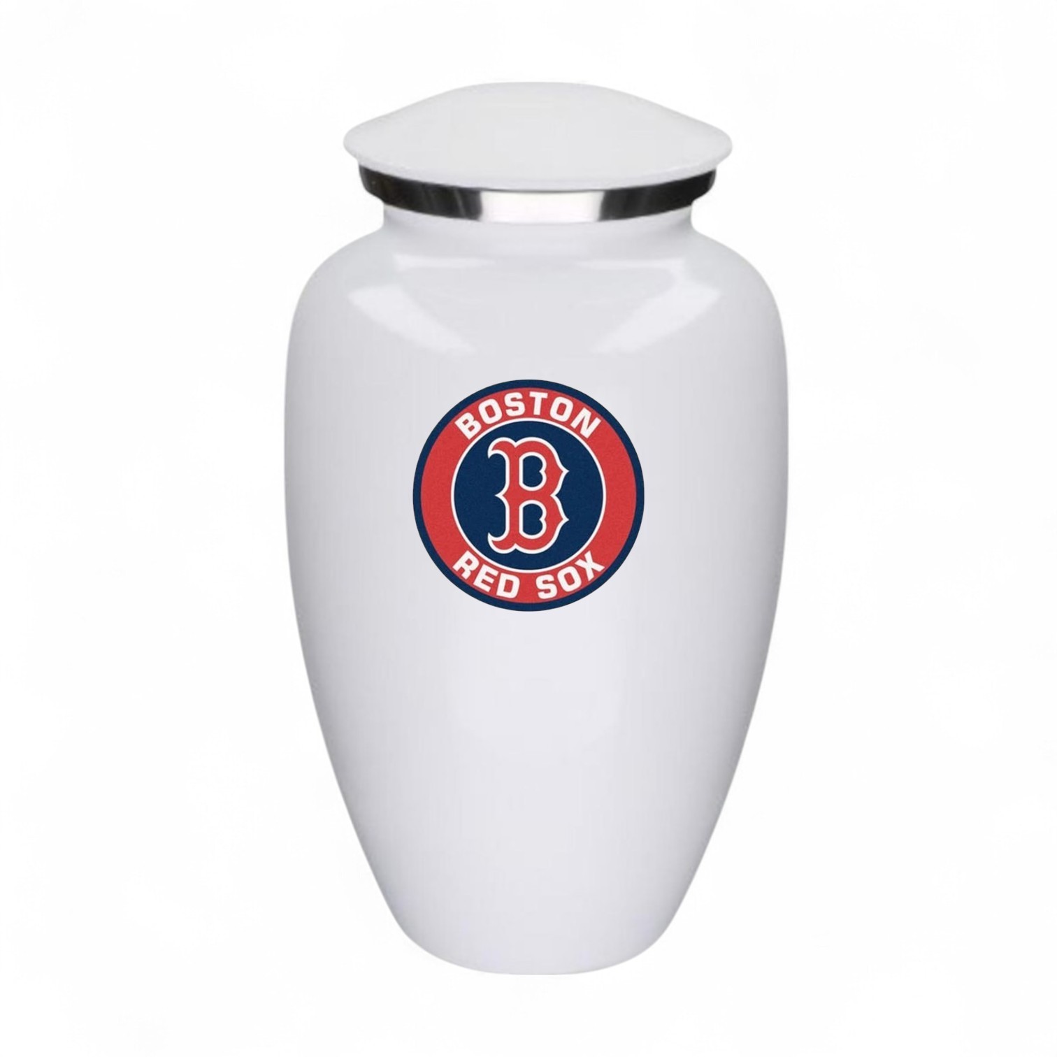 Boston Baseball Theme Large Aluminum Cremation Urn Adult Human Ashes w/Bag