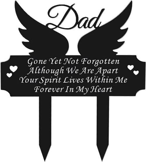 Grave Marker for – Winged Memorial Metal Cemetery Stake, Outdoor Decoration Dad