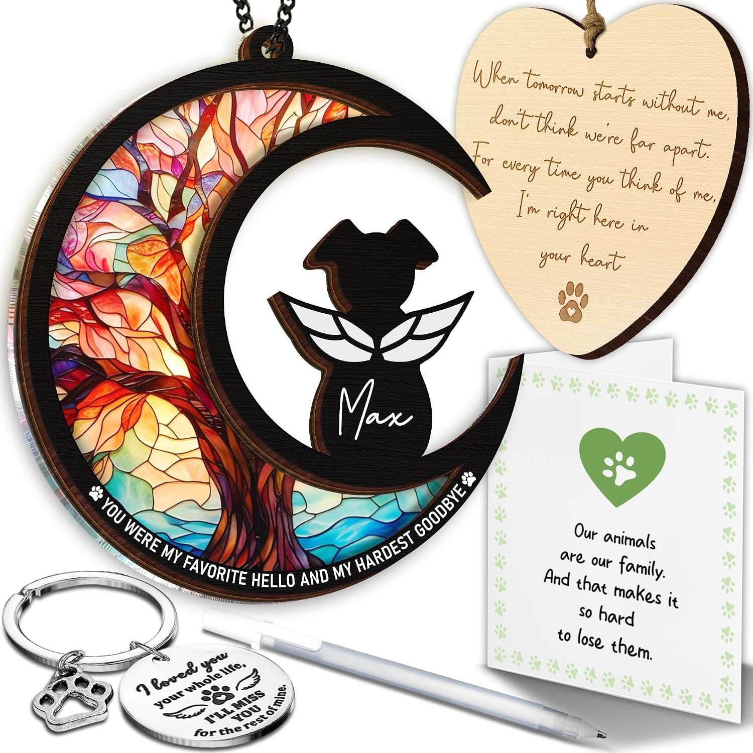 6″ DIY Dog Memorial Suncatcher – 4-In-1 Pet Memorial Gifts for Dogs, Loss of Dog