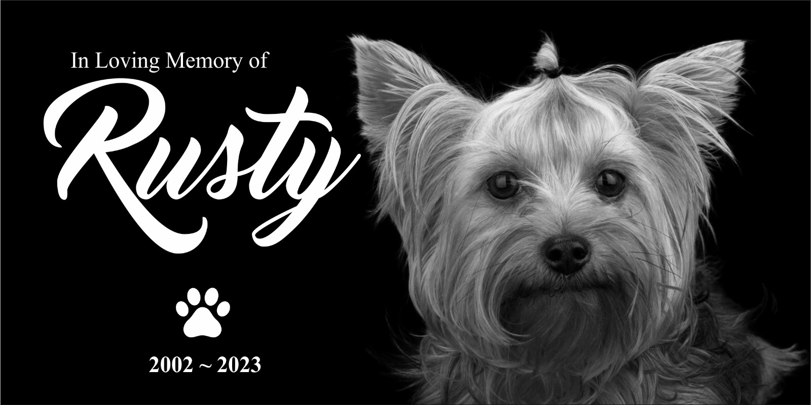 Pet Stone Memorial Grave Marker Plaque Human headstone Yorkshire Terrier Dog Cat