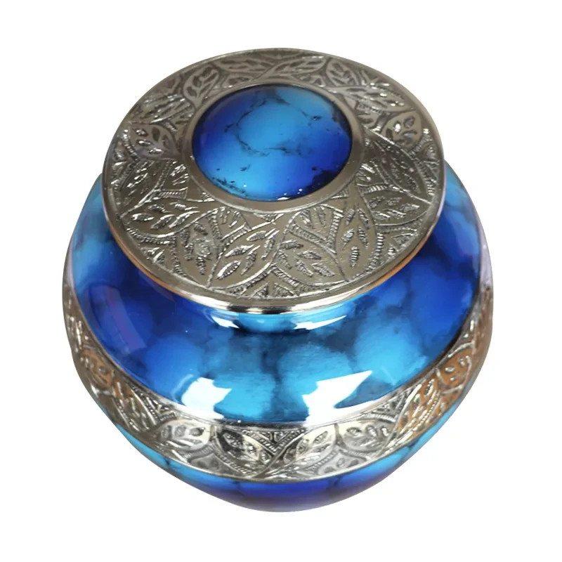 Blue Petal Classic Engraved Adult Cremation Urn for Human Ashes