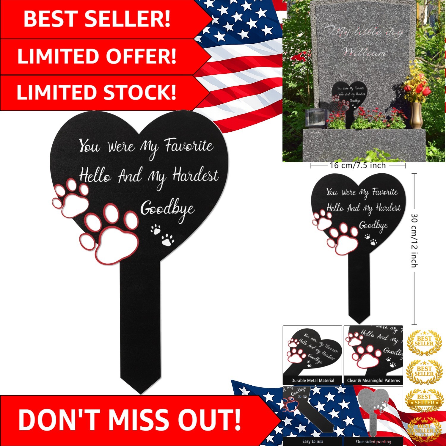 Charming Black Metal Pet Grave Sign: Create Lasting Memories, 11.8″ x 6.3″