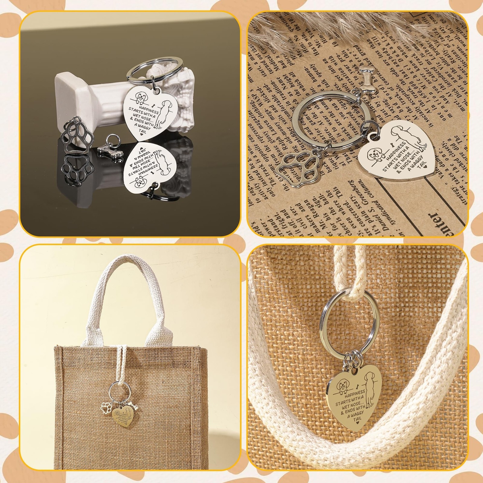Dog Keyring for Pet Lovers – Cute Paw Charm Keychain, Pet Owner Gift, Memoria…