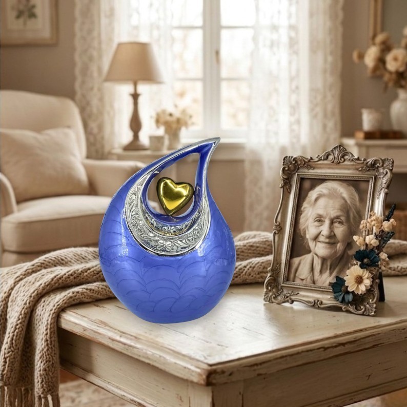 Engraved Teardrop Aluminum Cremation Urns Adult Human Ashes for Male Female