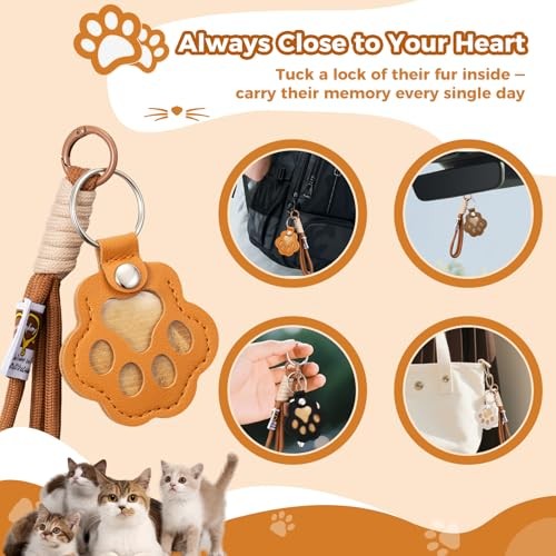 Pet Hair Keepsake Cat Dog Fur Keychain Pet Paw Shaped KeyChain Cat Fur Style1