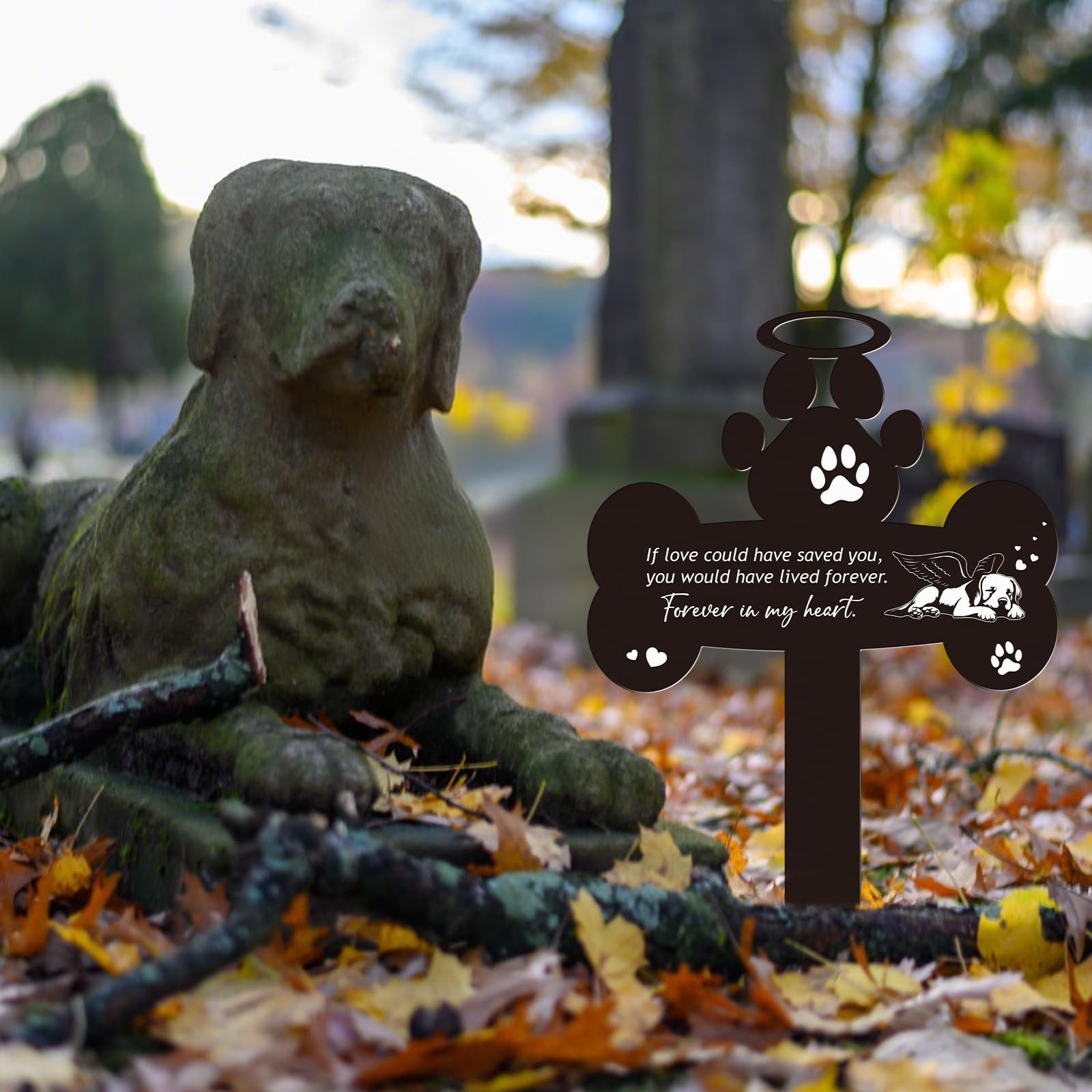 Dog Pet Grave Marker Metal Outdoor Waterproof Garden Cemetery 13x12in Stake
