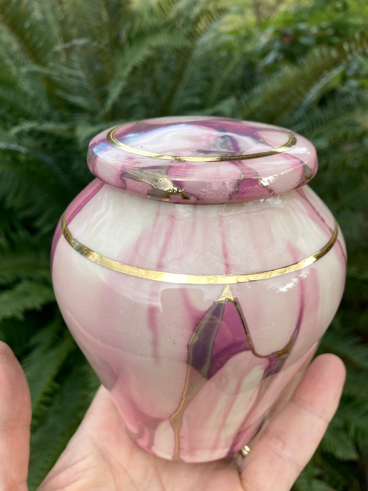 Handmade Ceramic Cremation Urn in Royal Purple, small size for pet ashes, 50 ci