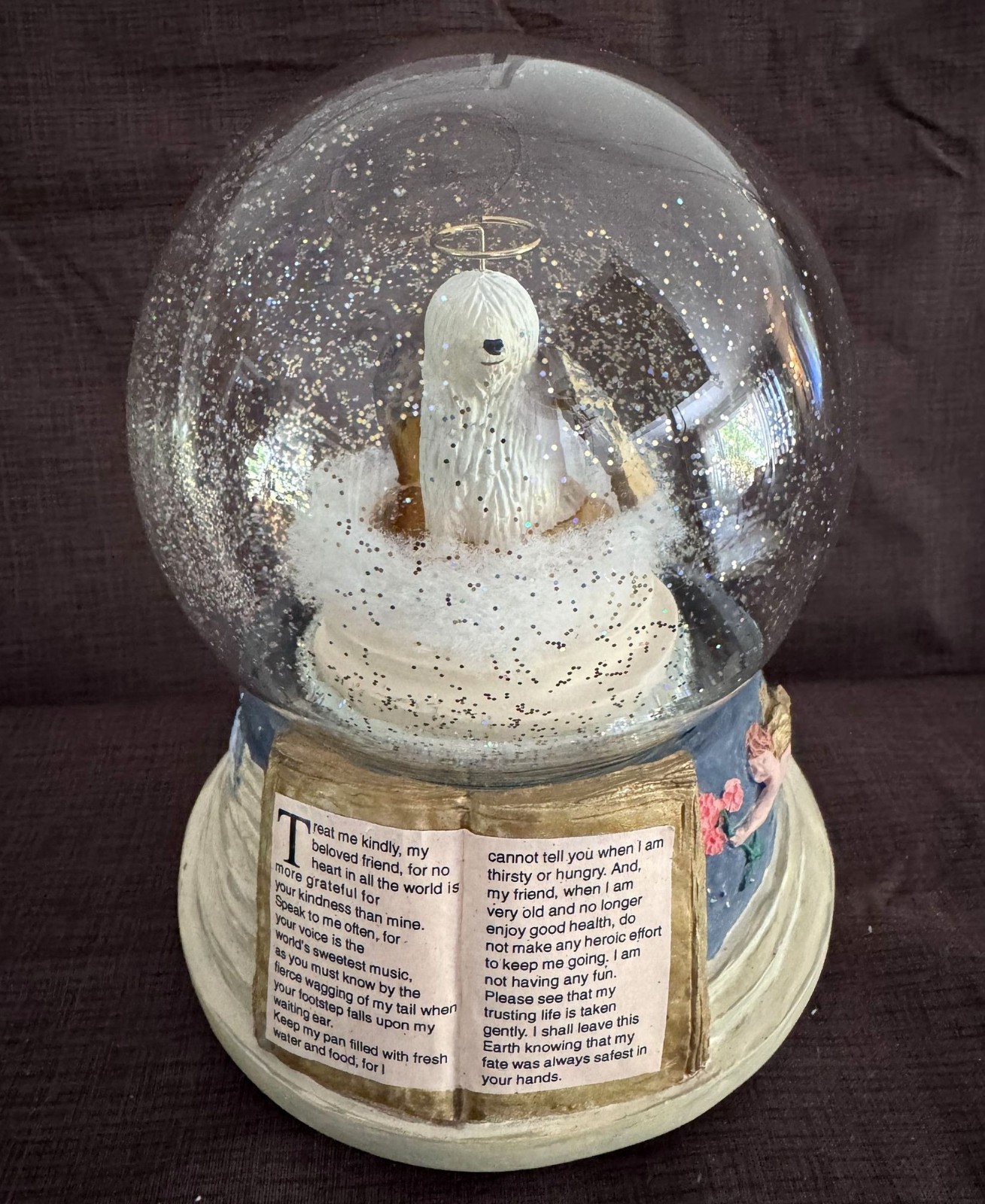 Pet Memorial Music Globe Rainbow Bridge Angel Dog Sympathy Gift