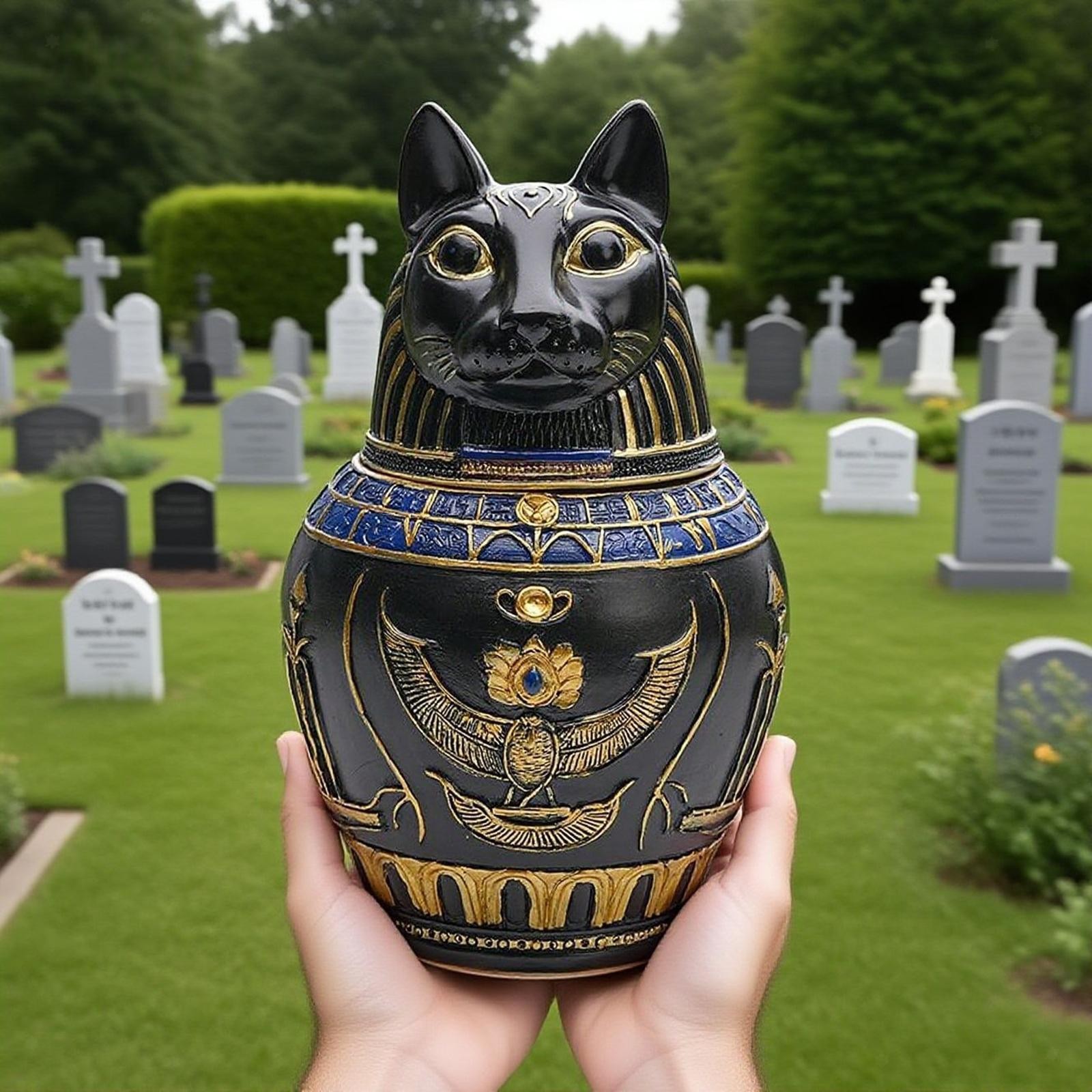Pet Urn Canopic Jar Statue Sturdy Resin for Small Animals Puppy Kitten Bunny