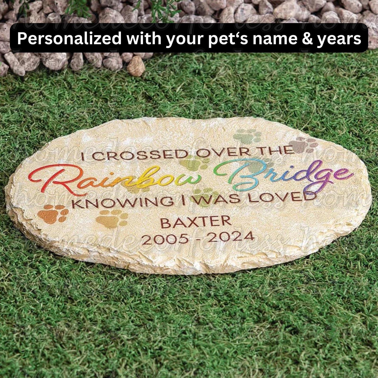 Personalized RAINBOW BRIDGE Pet Memorial Grave Marker Garden Stepping Stone