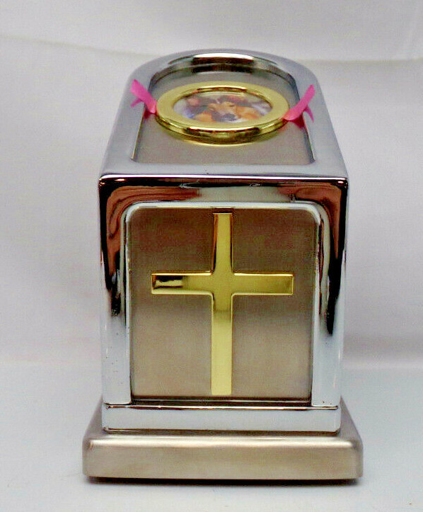 Journey Pet Urns Model 3617B Brushed Metal w/ Chrome & Gold Accents Open Box New