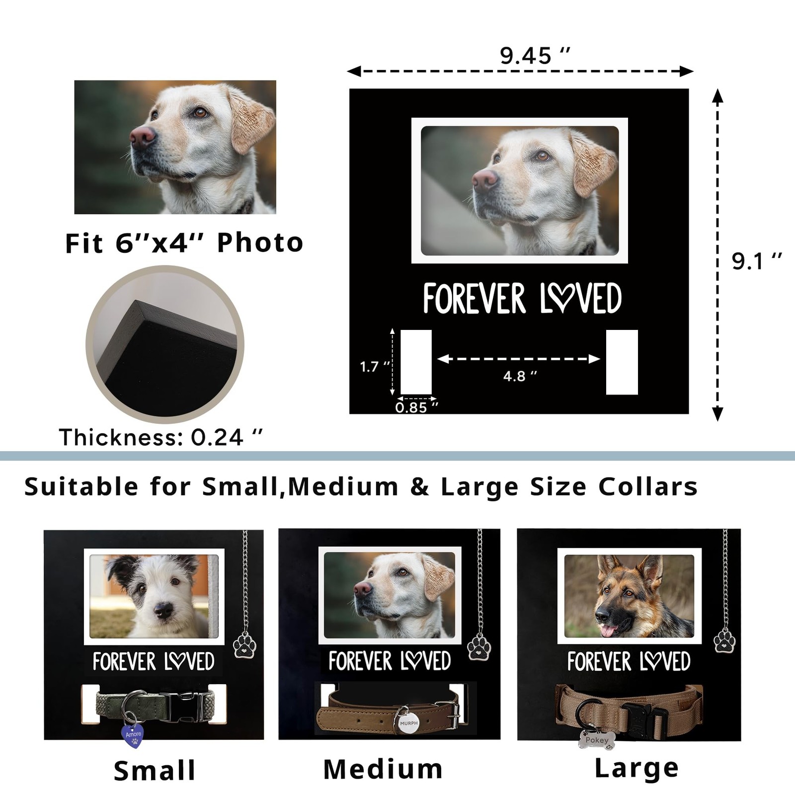 MYPAWLETS Dog/Cat Collar Memorial Frame with Paw Print Charm,Pet Loss Sympath…