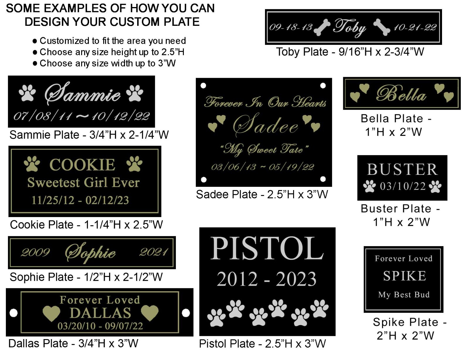 Custom Engraved Name Plate – Pet Loss Memorial – Choose Size – Dog Cat Any Pet