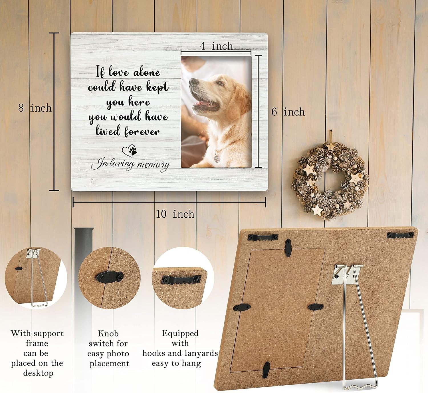 1 Pet Memorial Picture Frame for Loss of Dog or Cat Fits 6 X 4 Inch Photo