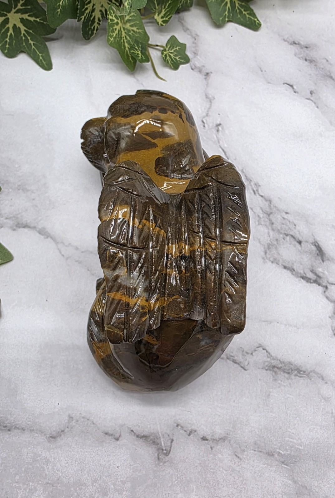 Mountain Jasper Winged Angel Dog – Pet Memorial Statue, Gemstone Pet Loss Gift