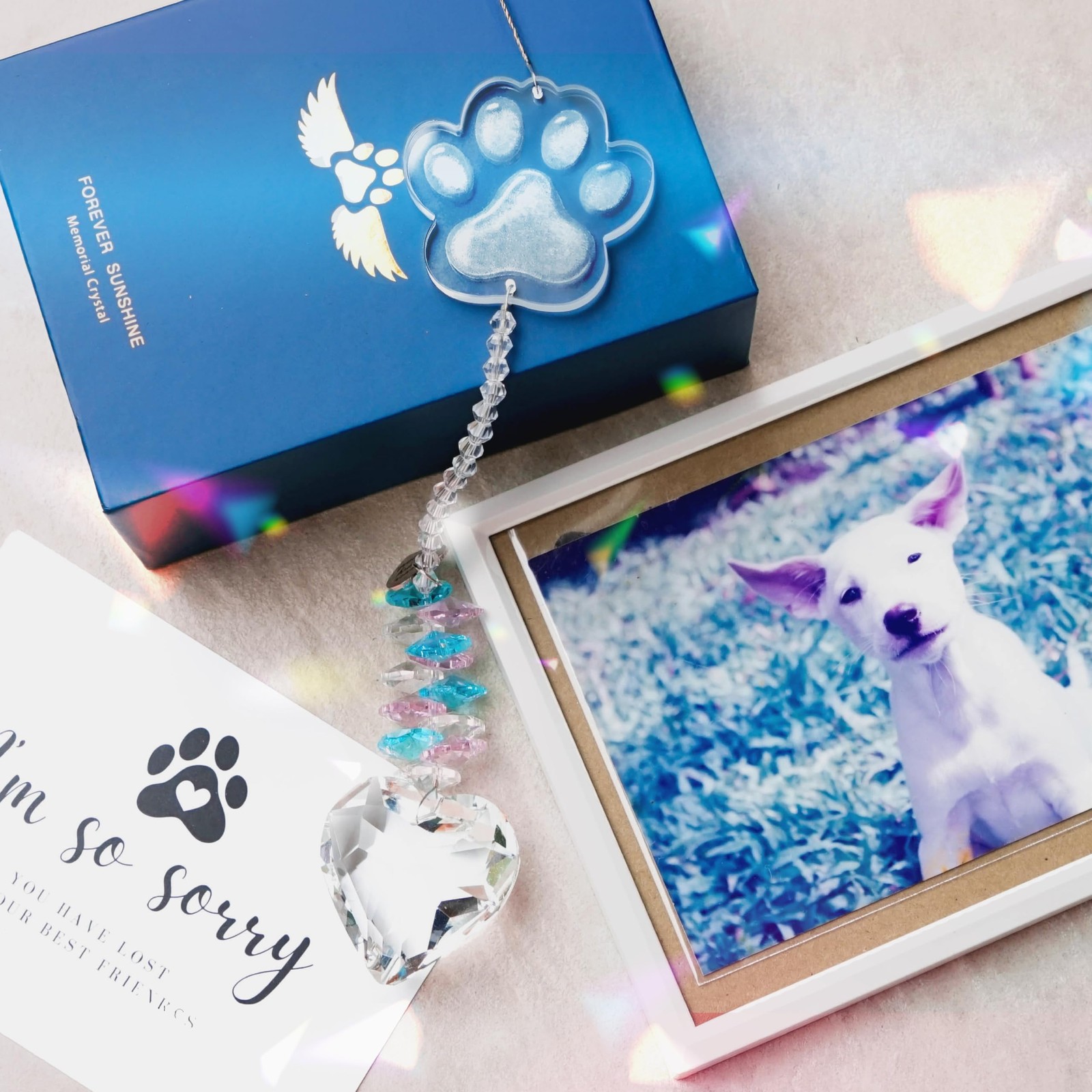 Dog Memorial Gifts for Loss of Pet Sympathy Gift Suncatcher, Clear