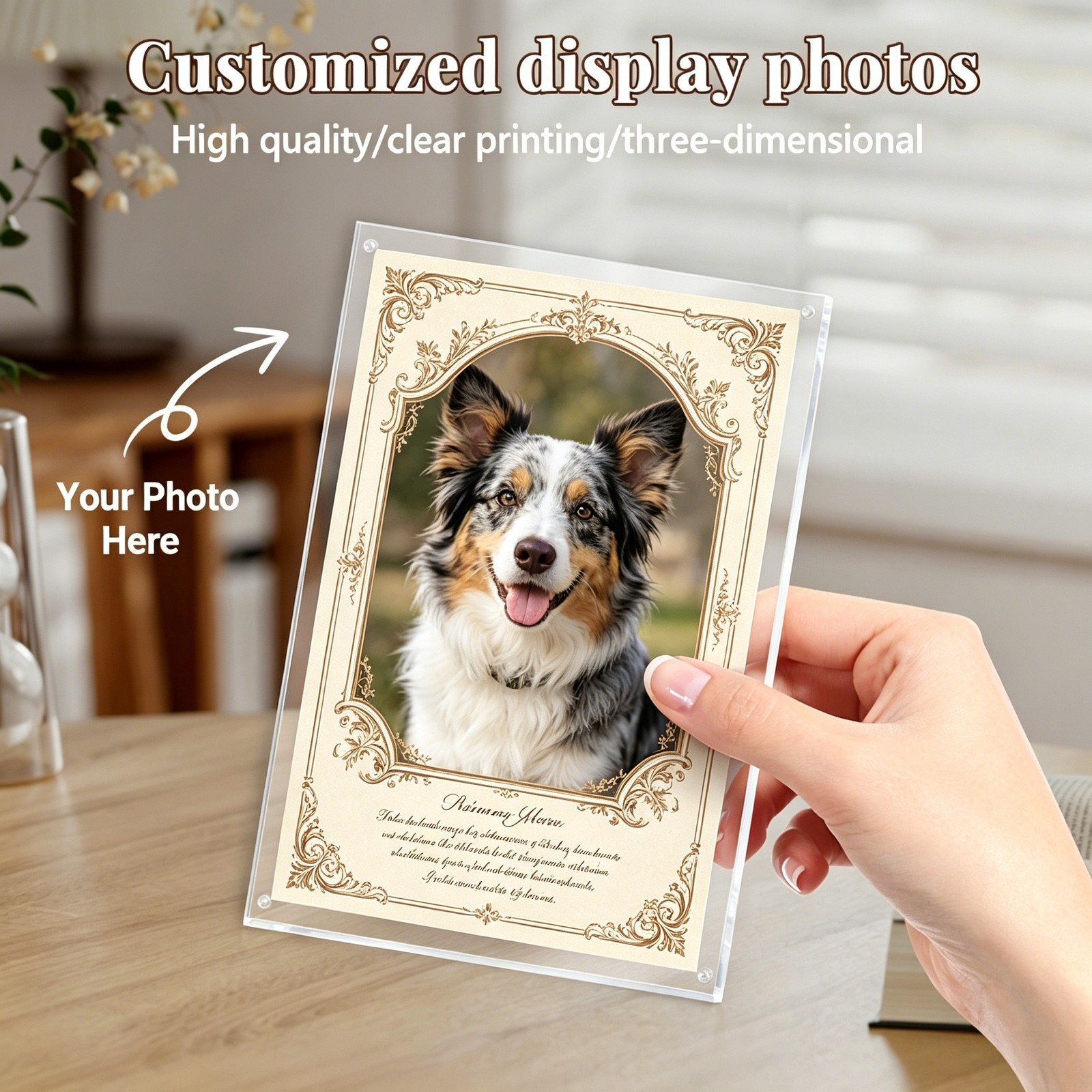 Acrylic Custom Pet Dog Cat Memorial Photo Name Keepsake Gift for Owner