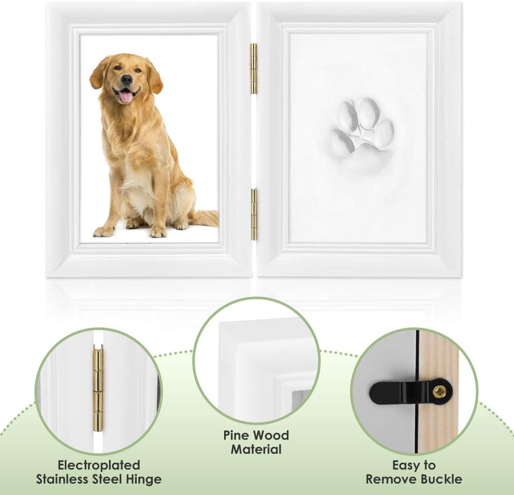 Pet Pawprint Keepsake Kit, Picture Frame Clay Imprint, Gift for Dogs Pet lovers