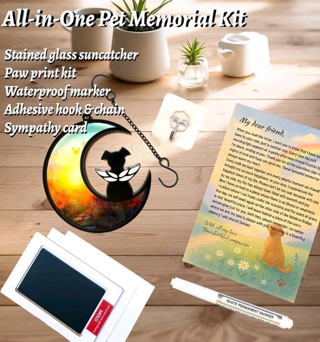 Dog Memorial Gifts for Loss of Dog, Black Dog Angel Memorial Suncatcher