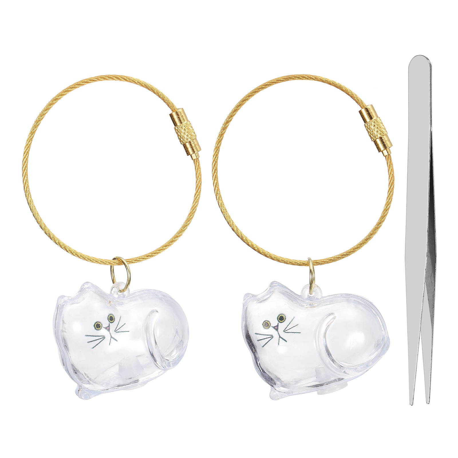 2Pcs Cat Hair Collector Keychain with Tweezers Style 3