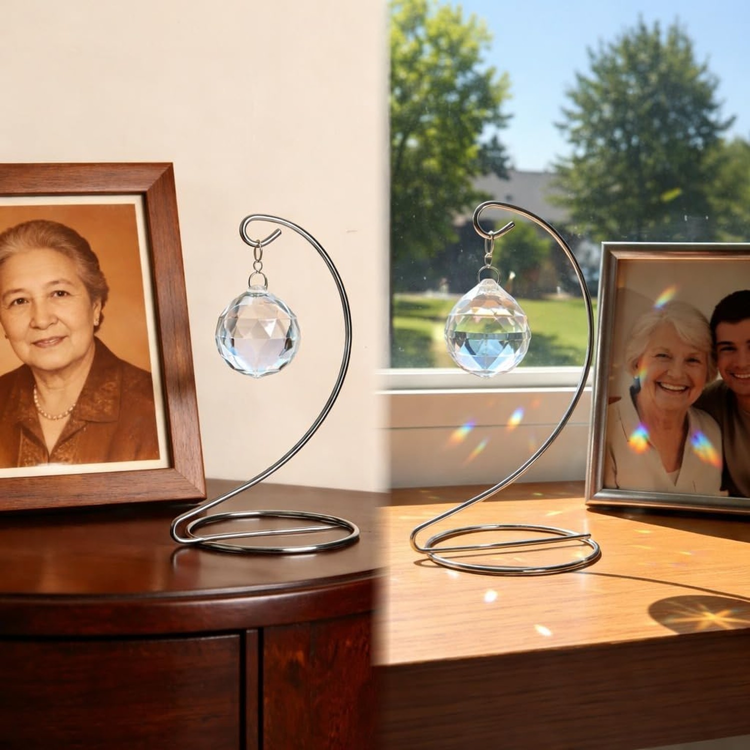 Memorial Crystal Suncatcher with Stand – Sympathy Gift for Loss of Loved O