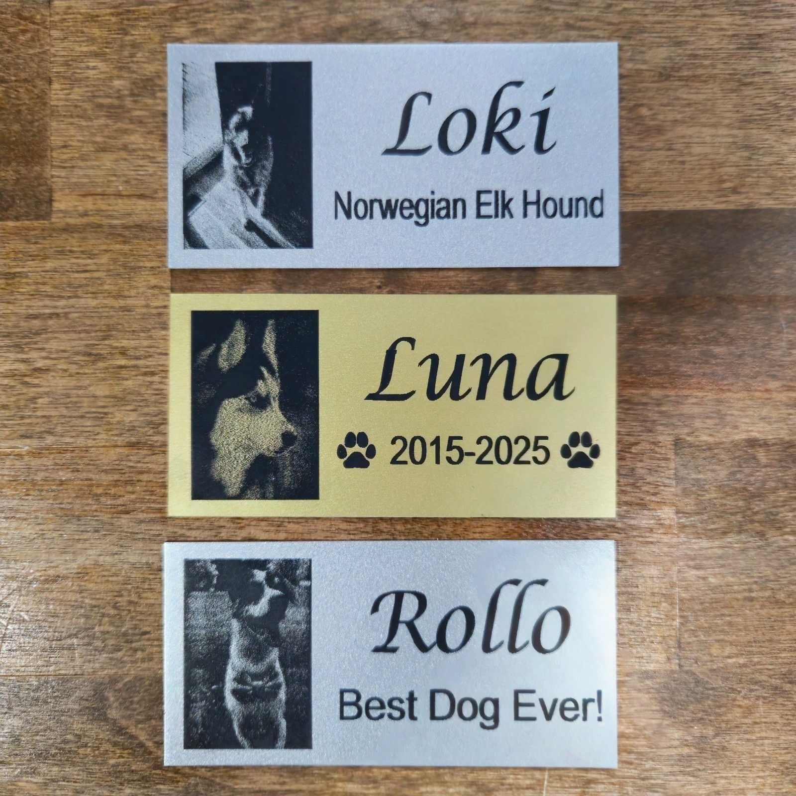 Aluminum Custom Pet Memorabilia Plate w/Adhesive back Urn Trophy Memory Dog Cat.