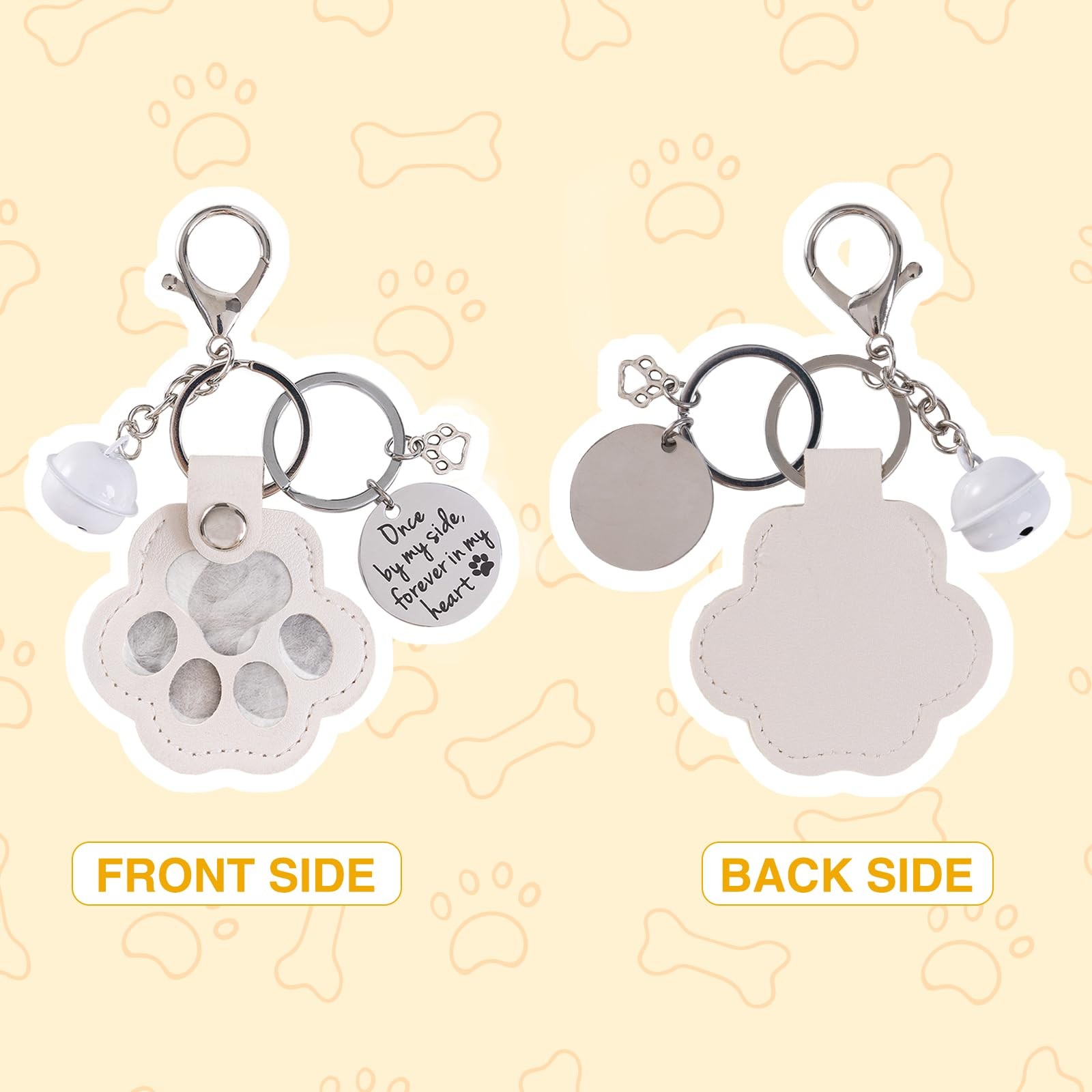 4Pcs Leather Dog Memorial Keychain: Pet Paw Print Fur Keepsake – Cute Dog Cat…