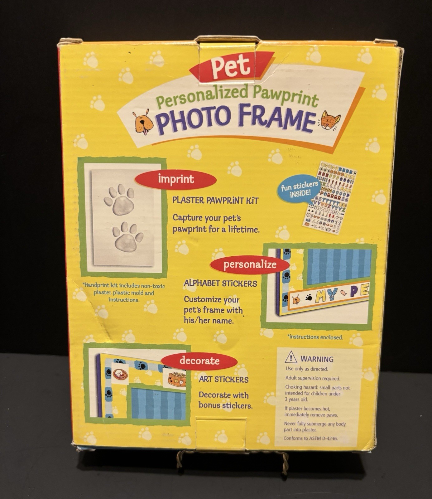 Pet Personalized Pawprint 5×7 Photo Frame Plaster Mold Stickers Instructions NEW