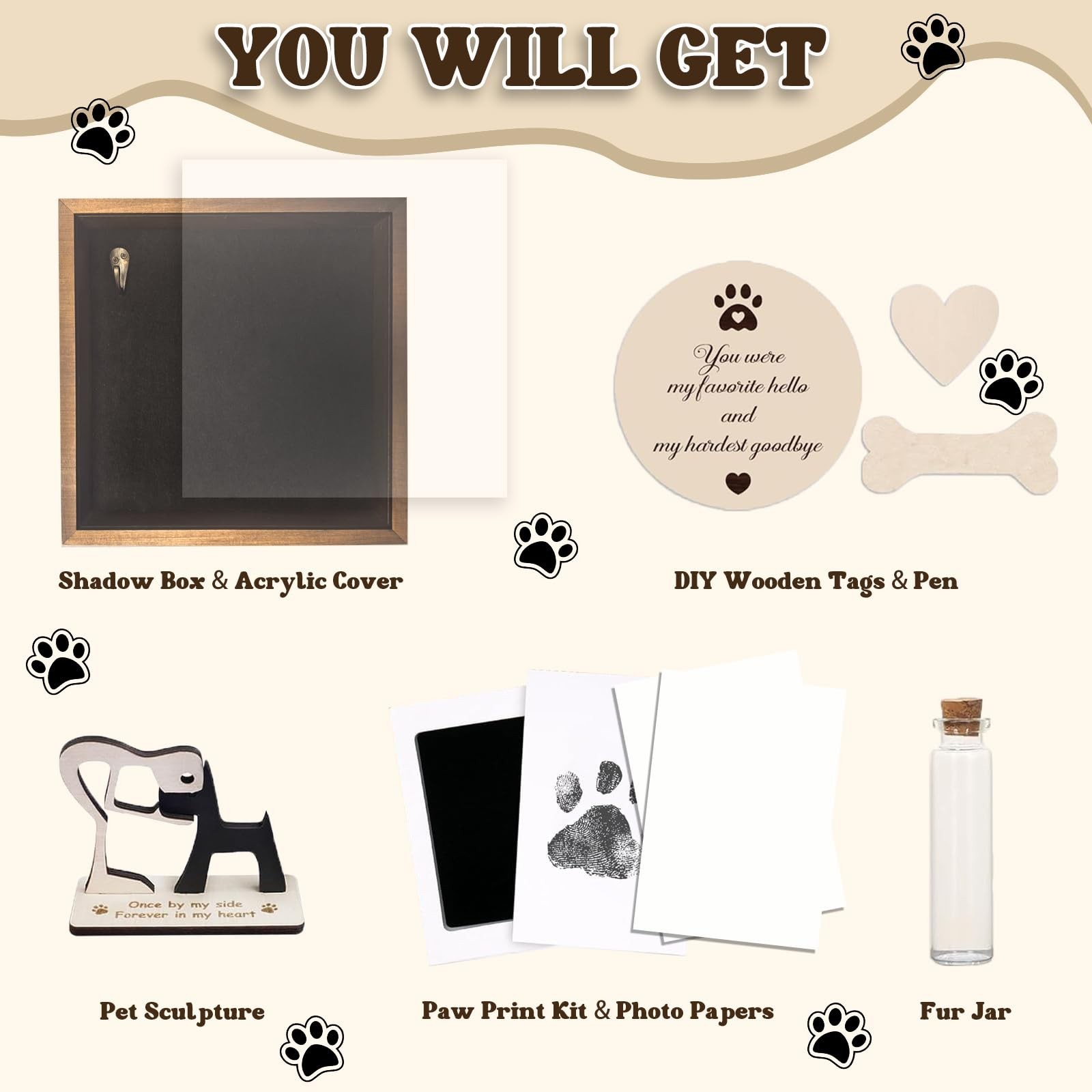 8.6” Pet Memorial Shadow Box for Dogs, Dog Memorial Picture Frame Loss Pet S…