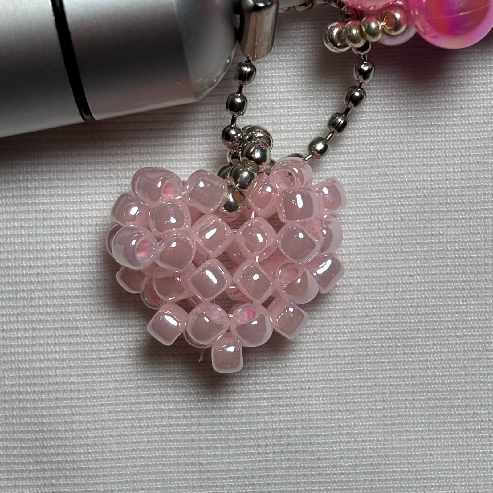 Cremation Ashes Keychain – Cremation Keepsake(pink heart and pink ornaments)