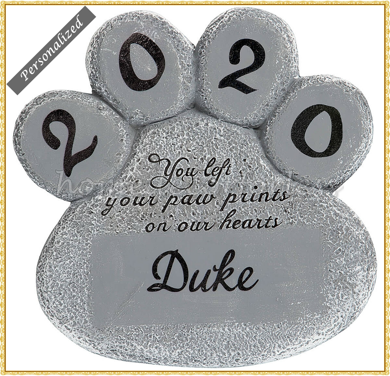 PERSONALIZED Paw Print Dog Cat Pet Memorial Grave Marker Garden Stepping Stone