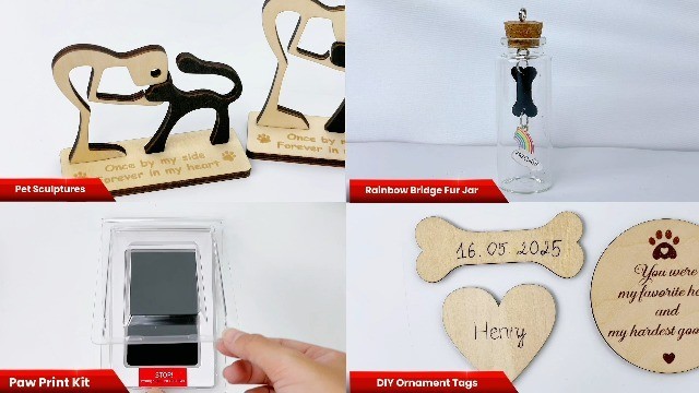 Pet Memorial Shadow Box Collar Holder Frame Paw Print Kit Gift
