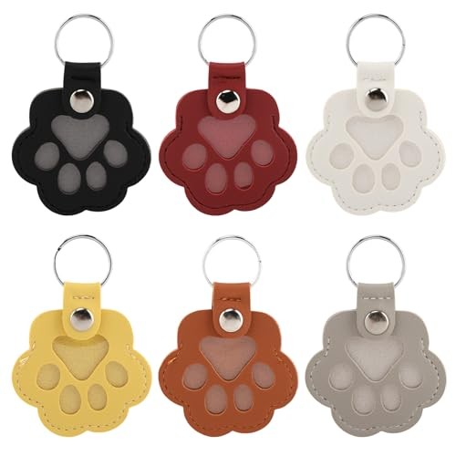 6 Pcs Cat & Dog Hair Keychain, Paw Shaped Keychain, Pet Memorial Gift 6PCS