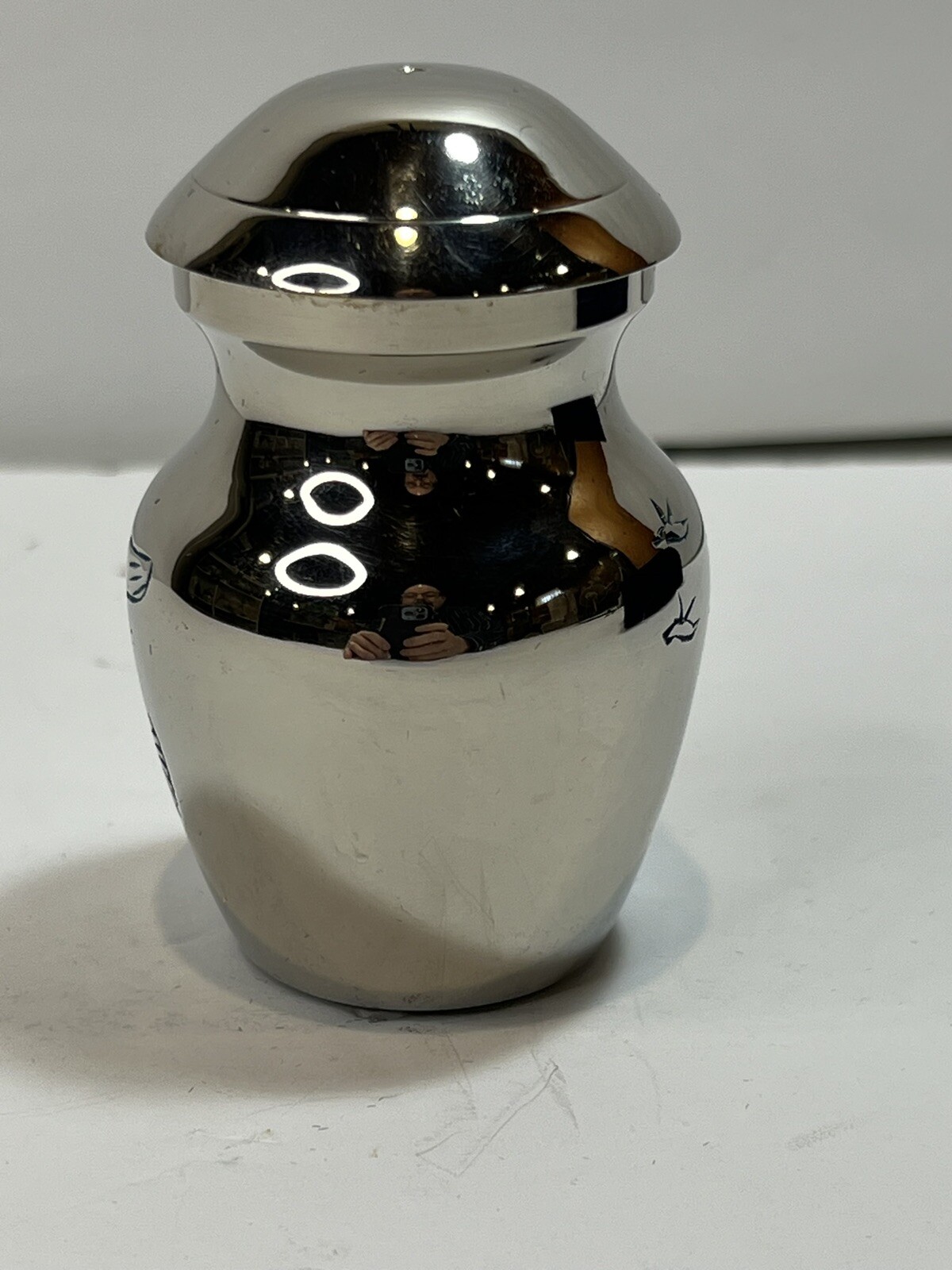 Miniature Metal Silver Plated Urn for Pet Ashes Clean 3 Inches Tall