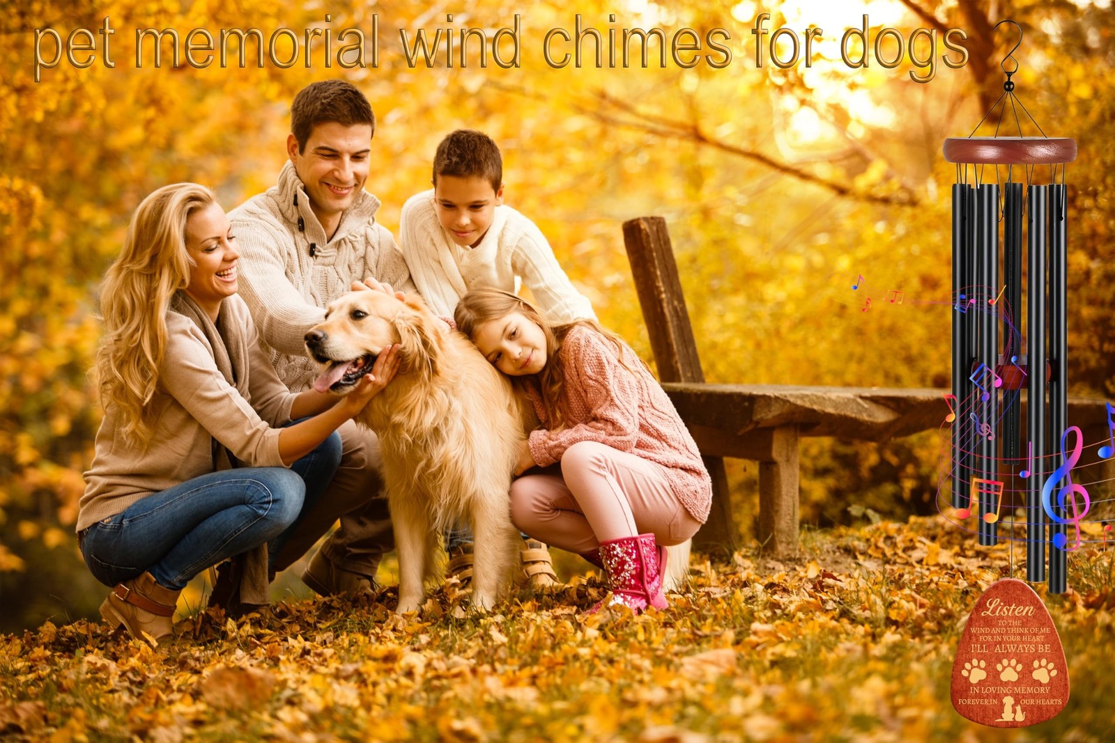 Wind Chimes for Loss of Pet Dog,Pet Dog Memorial Wind Chime – in Loving Memor…