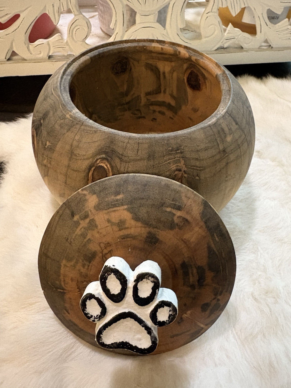 Handcrafted Wooden Pet Keepsake Bowl Dog Or Cat