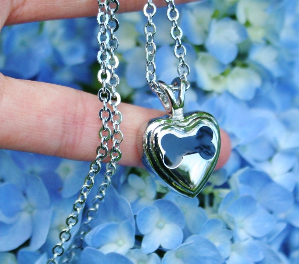 Dog Bone Cremation Necklace Jewelry Pendant Urn for Ashes Always in My Heart USA