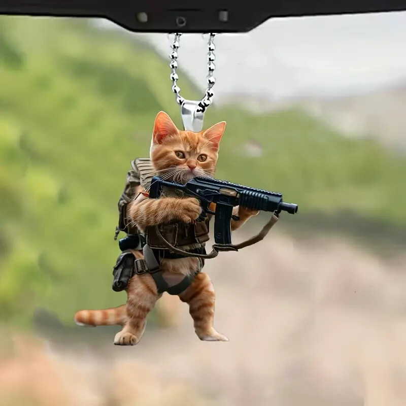 Tachtical Kitten Soldier Acrylic Hanging Ornament