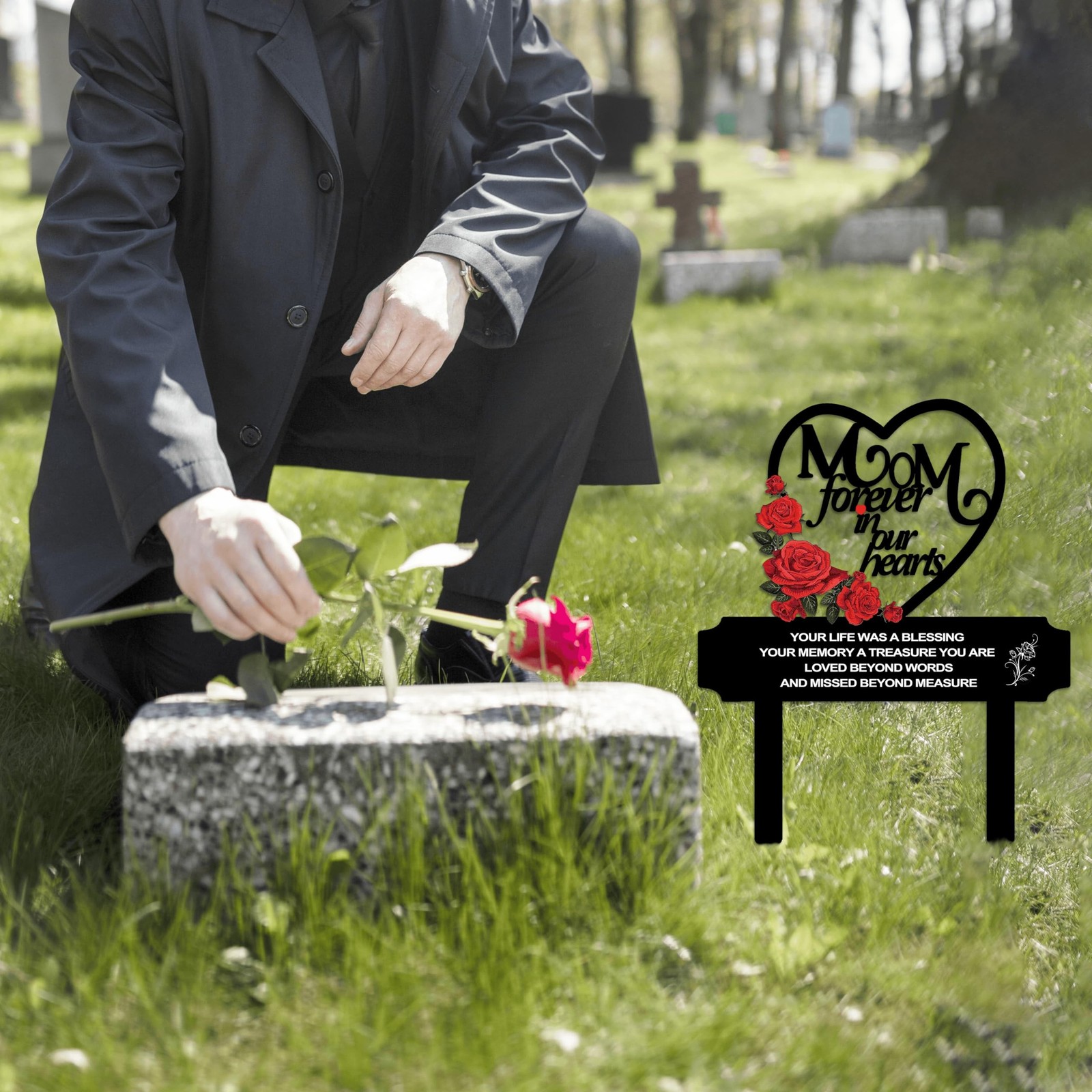 Memorial Stakes Cemetery Decorations for Mom Grave Decorations for Cemetery W…
