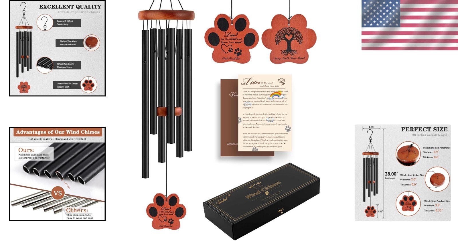 Hand-Tuned Pet Memorial Wind Chime – Comforting Gift for Dog Lovers and Grievers
