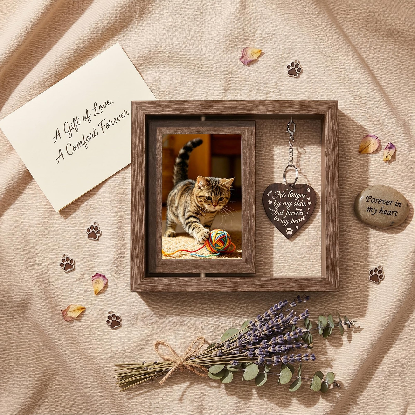 Dog Memorial Gifts for Loss of Dog – Brown 4×6 Rotating Wooden Picture Frame …